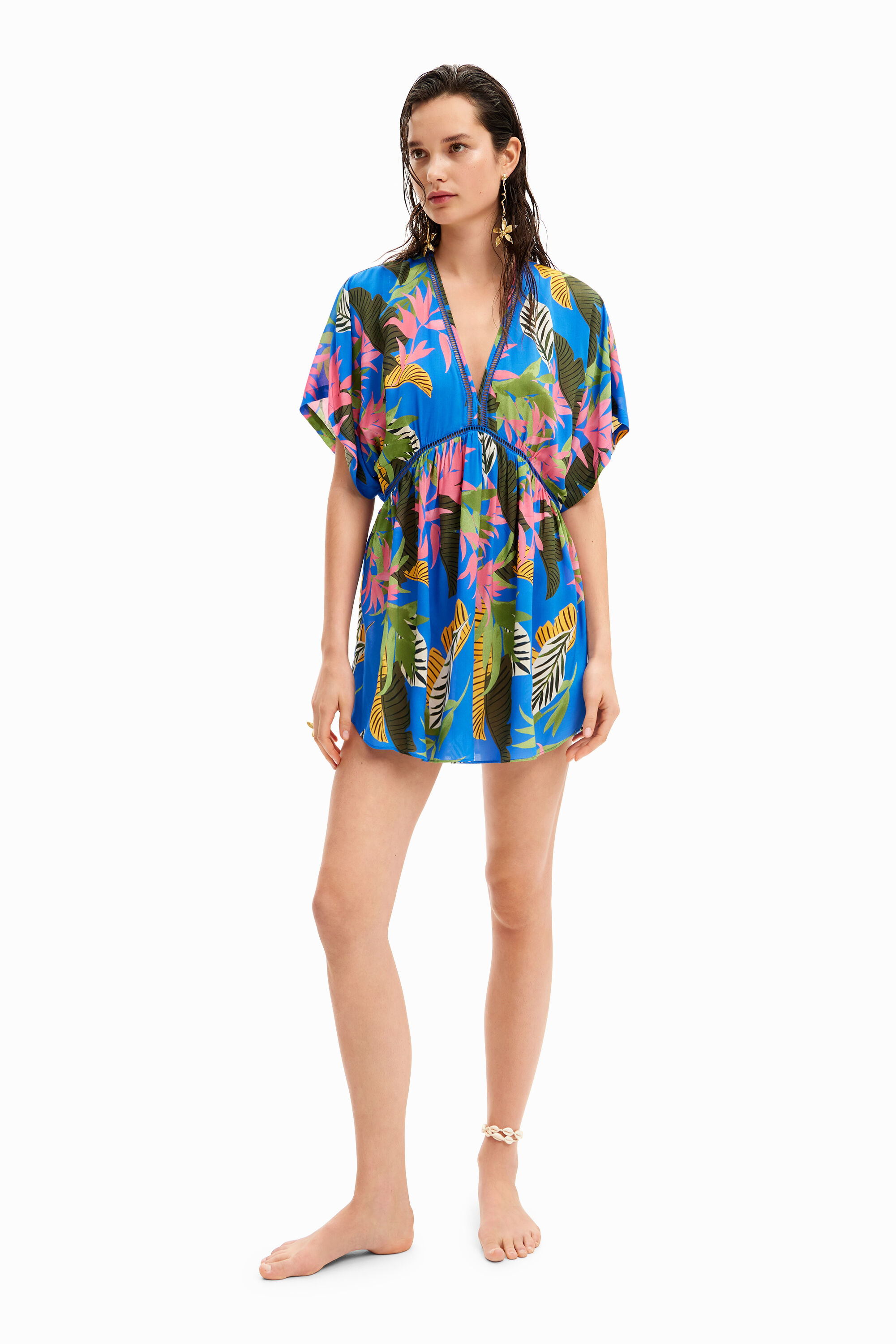 Tropical tunic dress - BLUE - XS