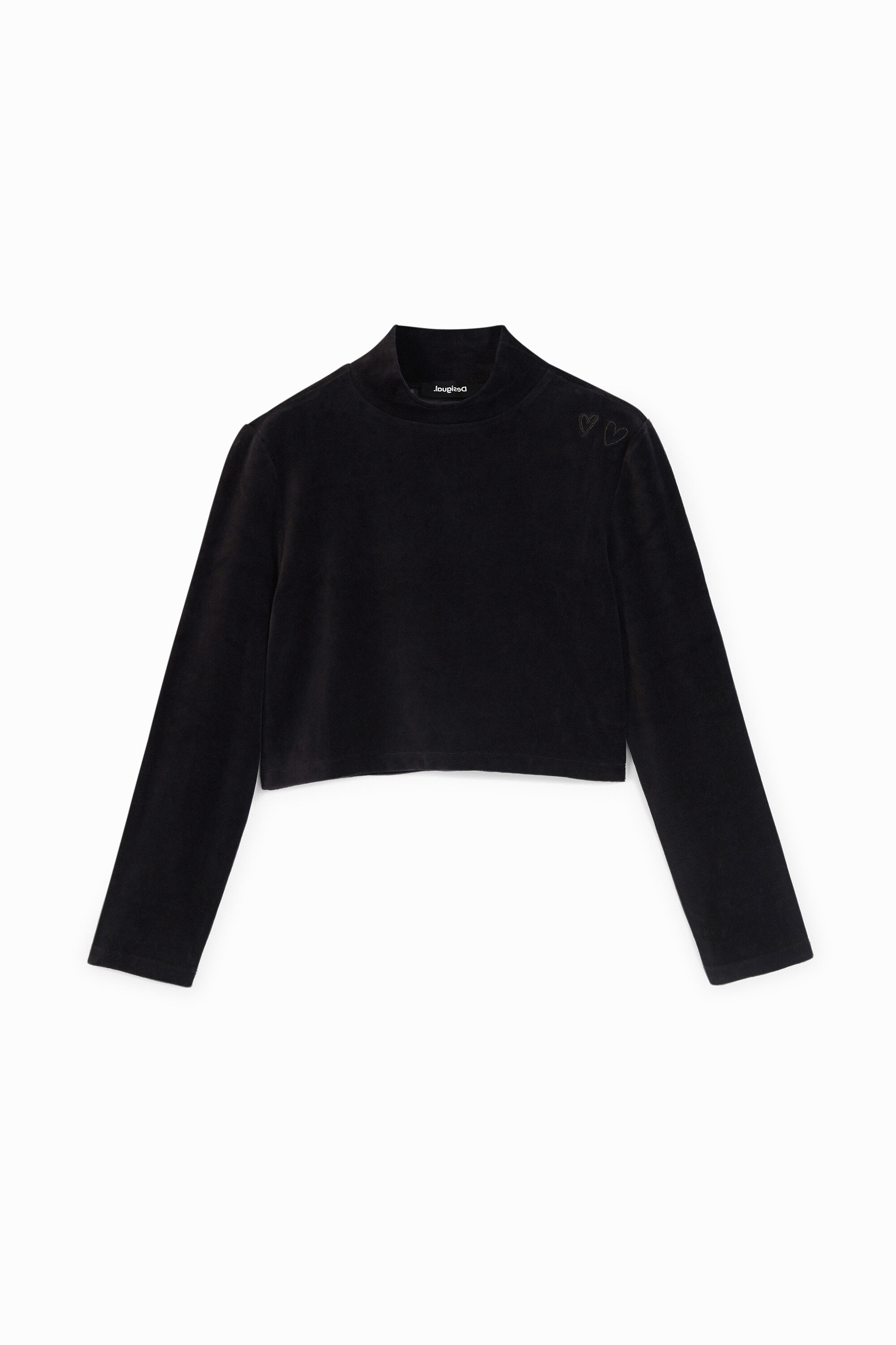 Plush sweatshirt high neck - BLACK - L