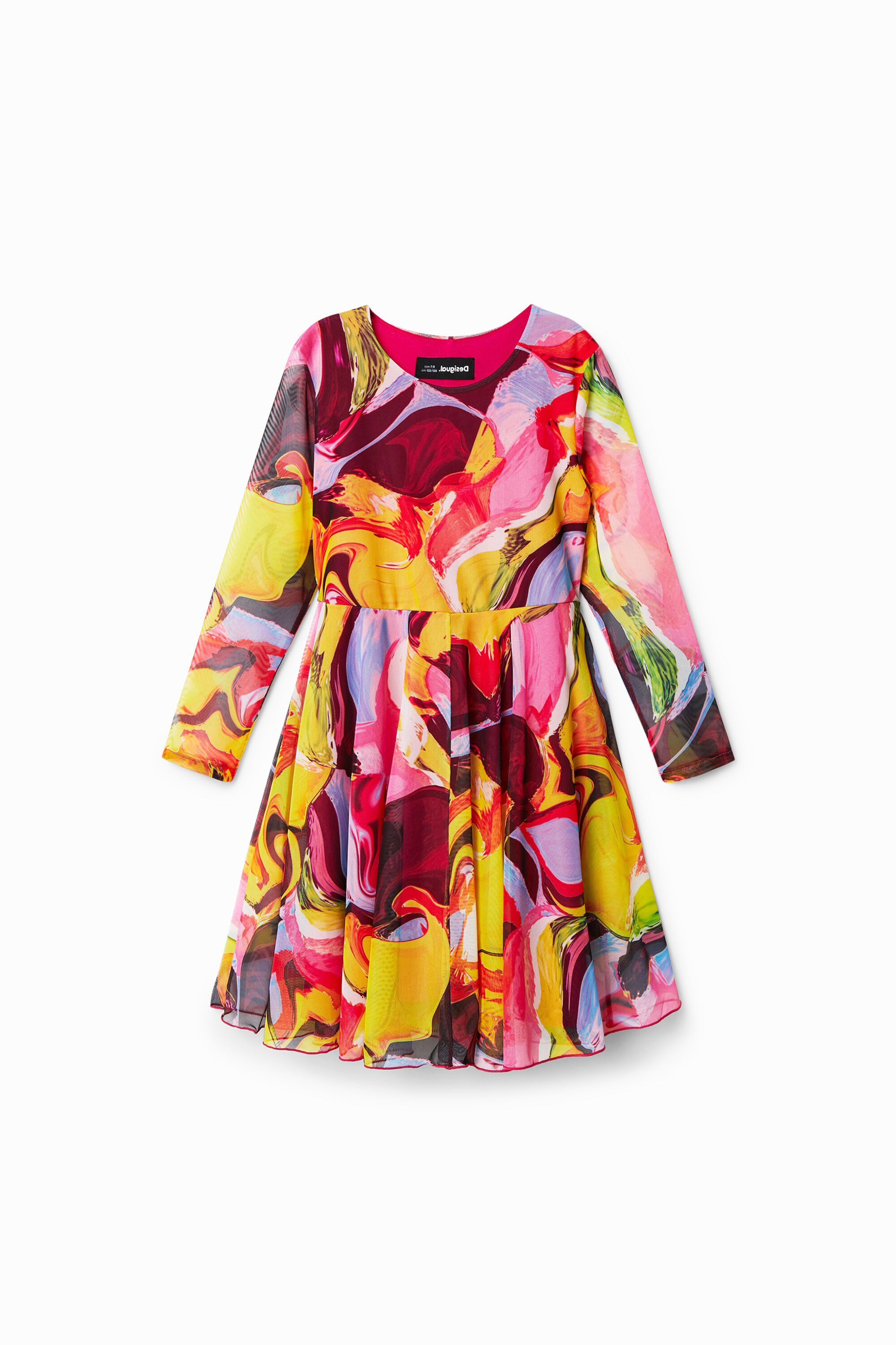 Digital print tulle dress - RED - 5/6