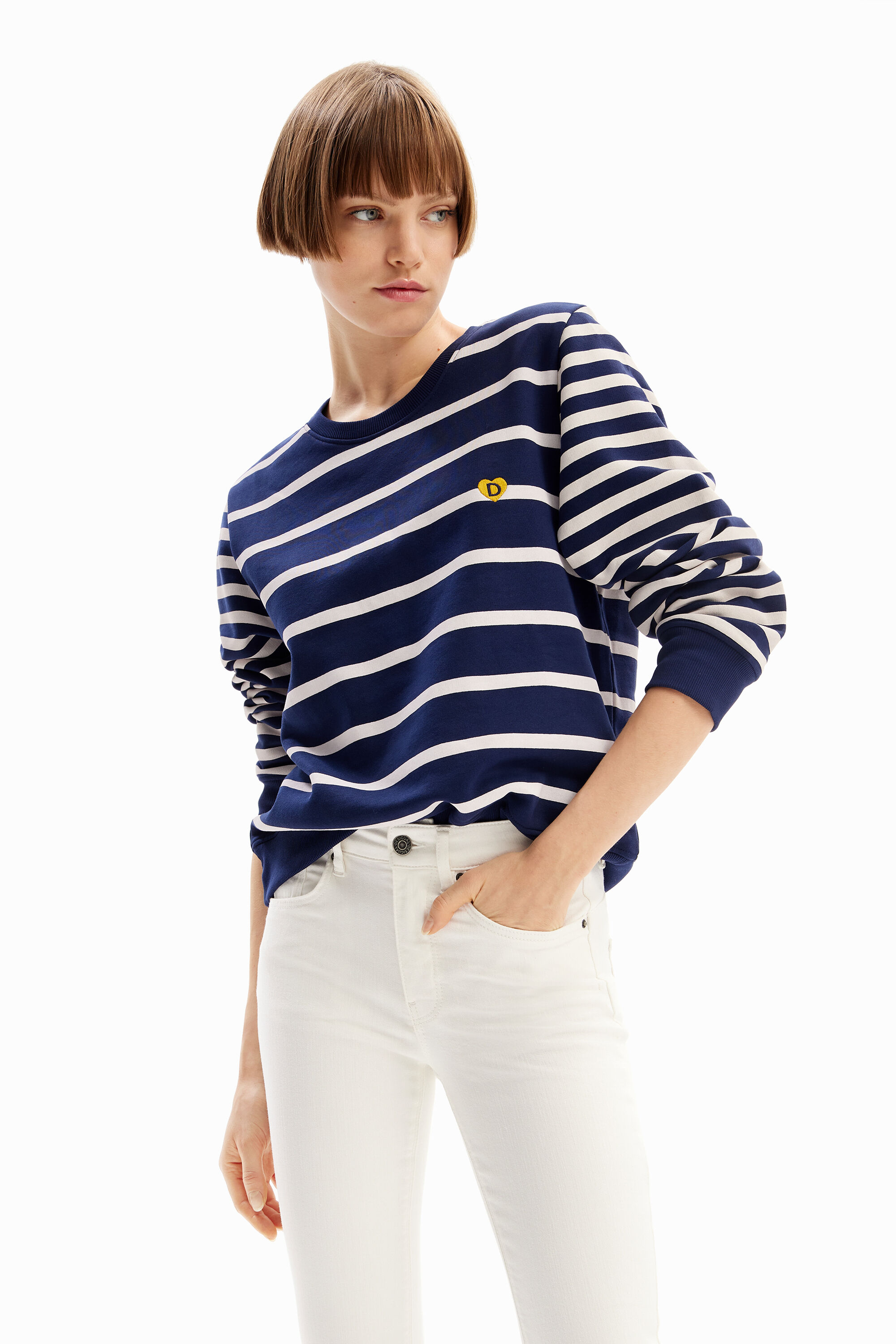 Striped imagotype sweatshirt - BLUE - M