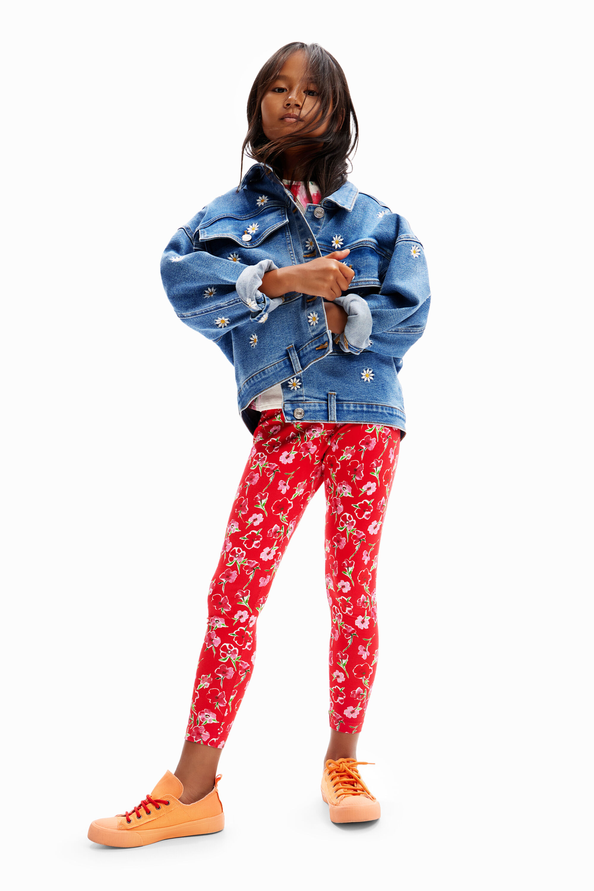 Long floral leggings - RED - XL