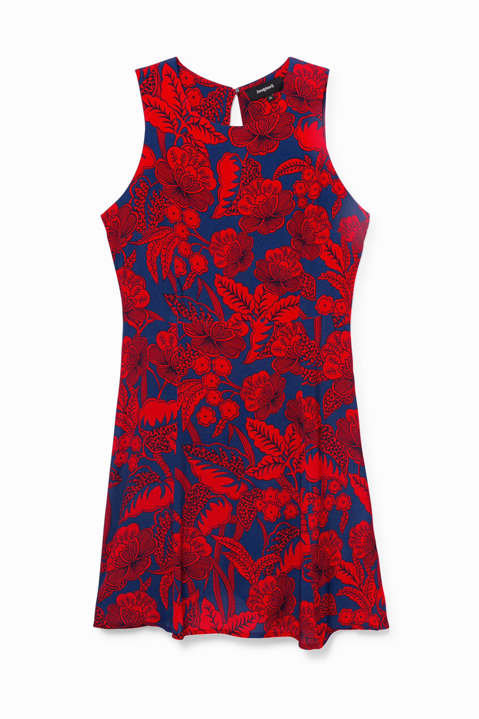 Floral print short dress - RED - 42