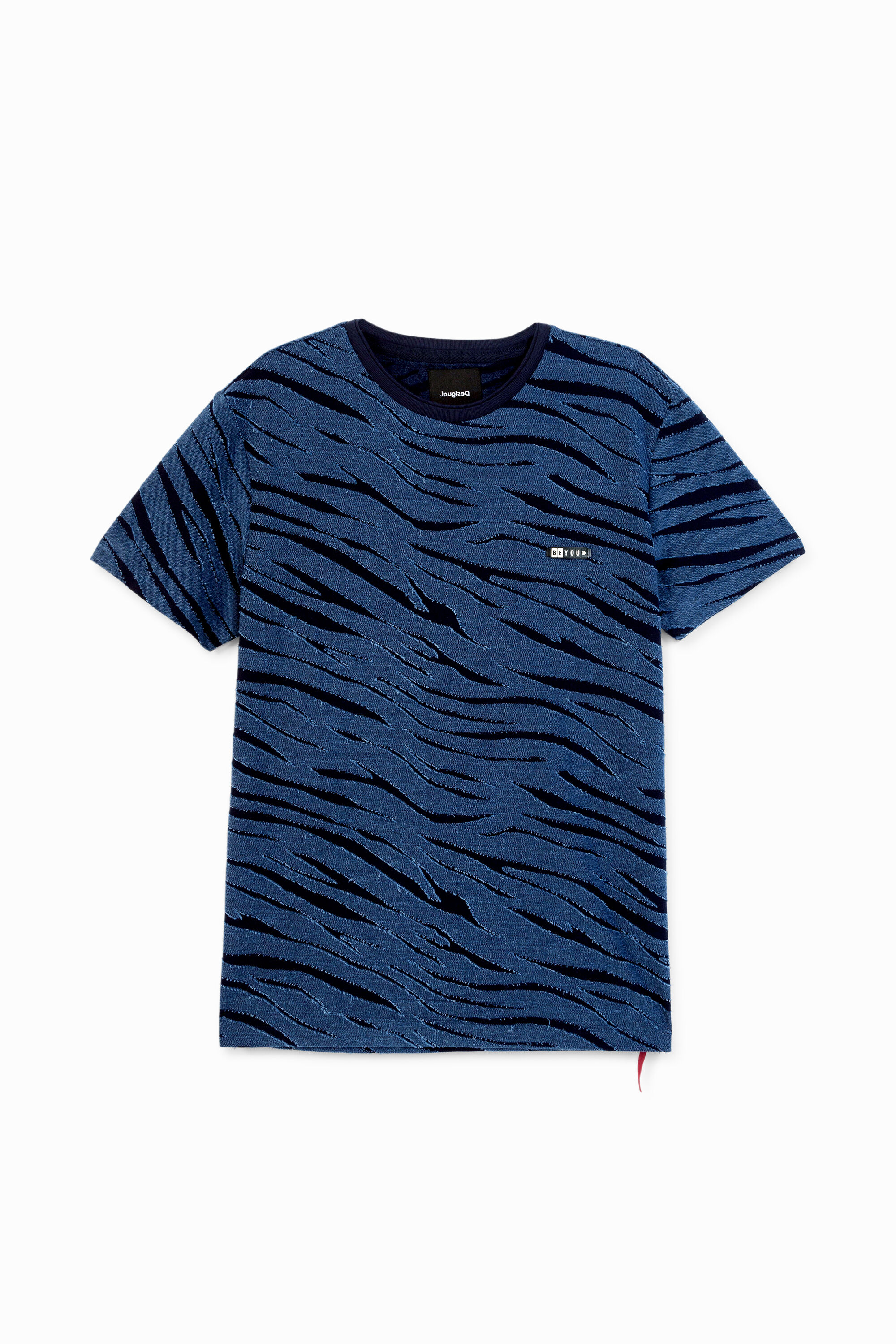 Blue animal print T-shirt - BLUE - S