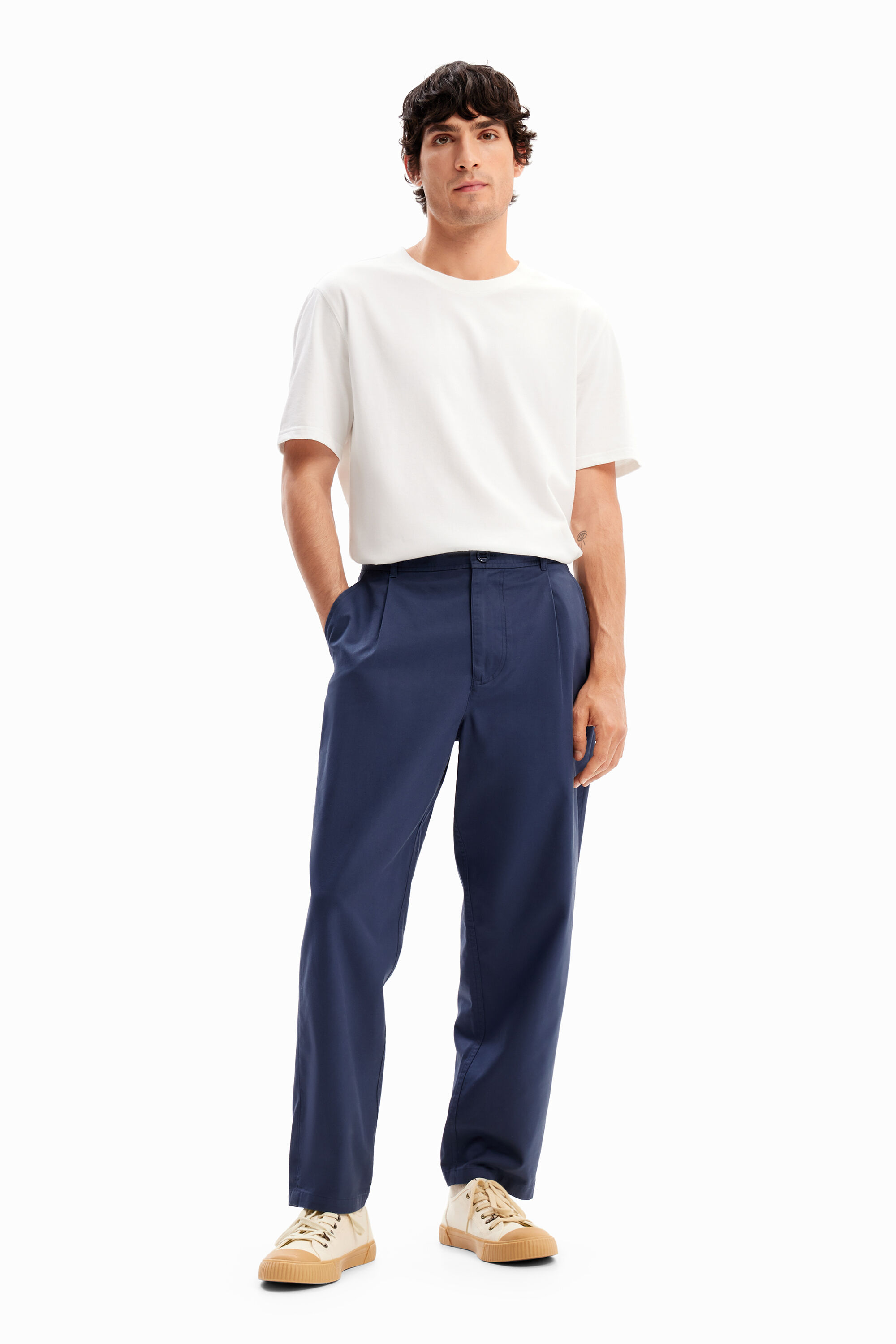 Tapered chino trousers - BLUE - 32