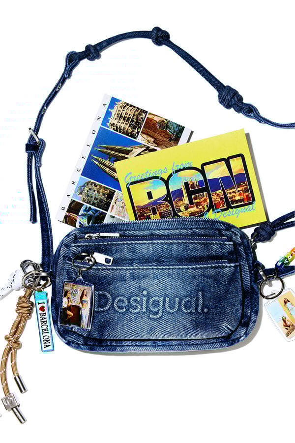 Monedero bandolera denim grande