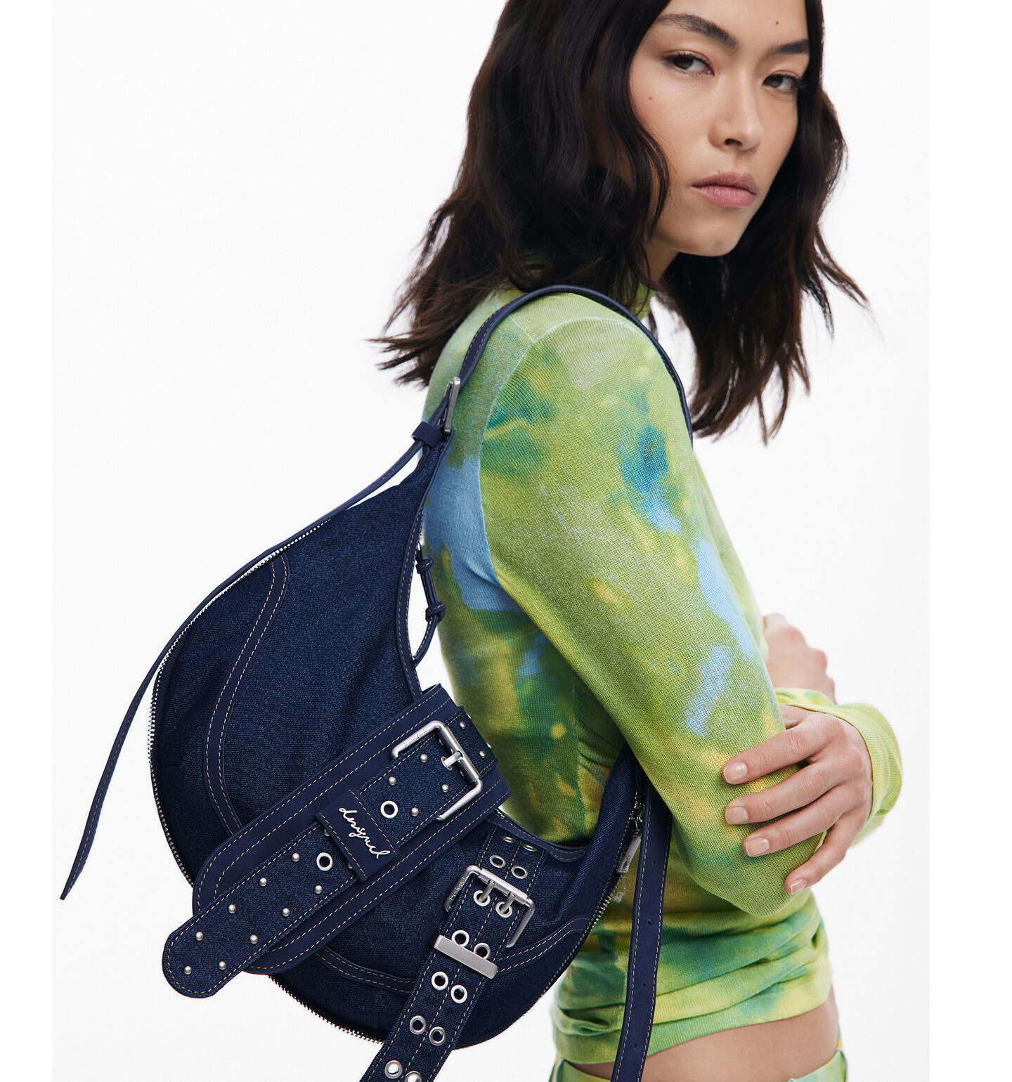 デシグアル Desigual ロゴ リバーシブルポンチョ （グレー
