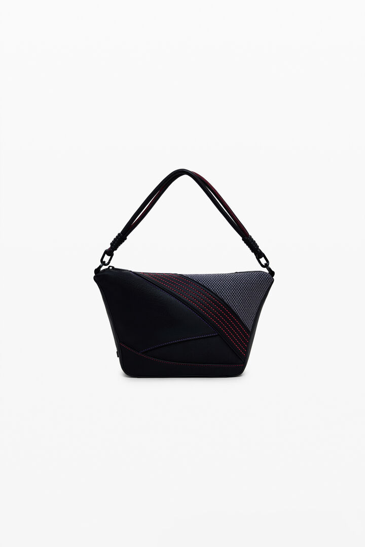 Small faux leather effect bag with contrasts