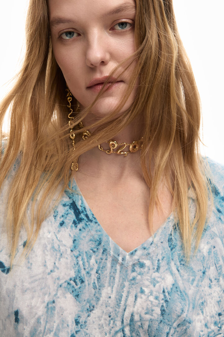 抽象的な柄のVネックセーター | Desigual