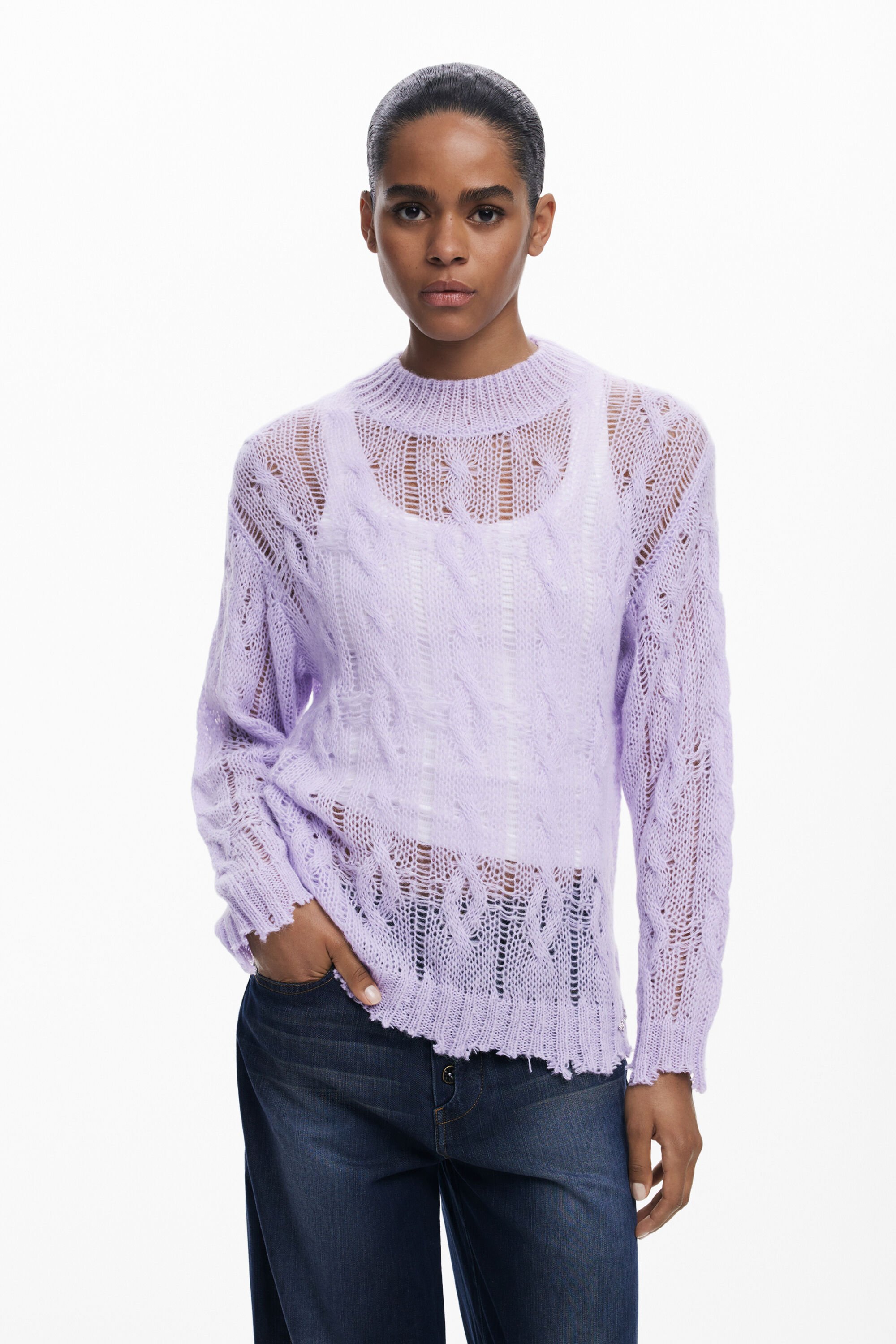Pull torsadé déchiré - Desigual - Modalova