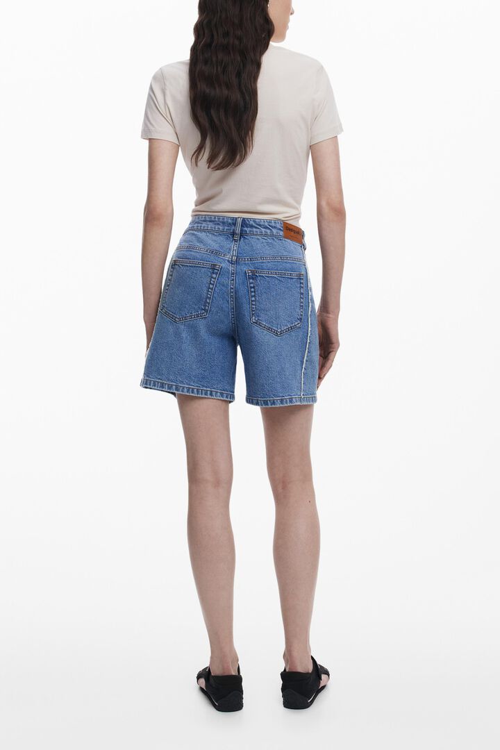 Denim Bermuda shorts with stitching