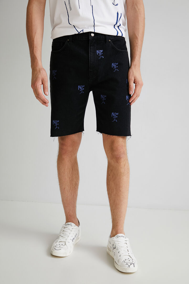 Denim Bermuda shorts, frayed hem | Desigual