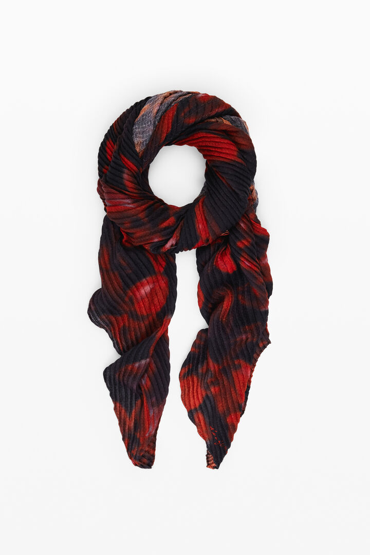 Foulard rectangulaire à fleurs rouges