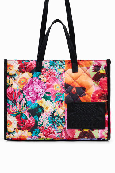 Extra large floral patchwork shopper bag | Desigual