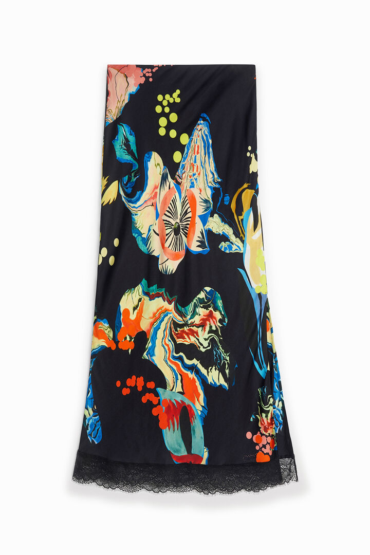 Slim fit midi-rok met print