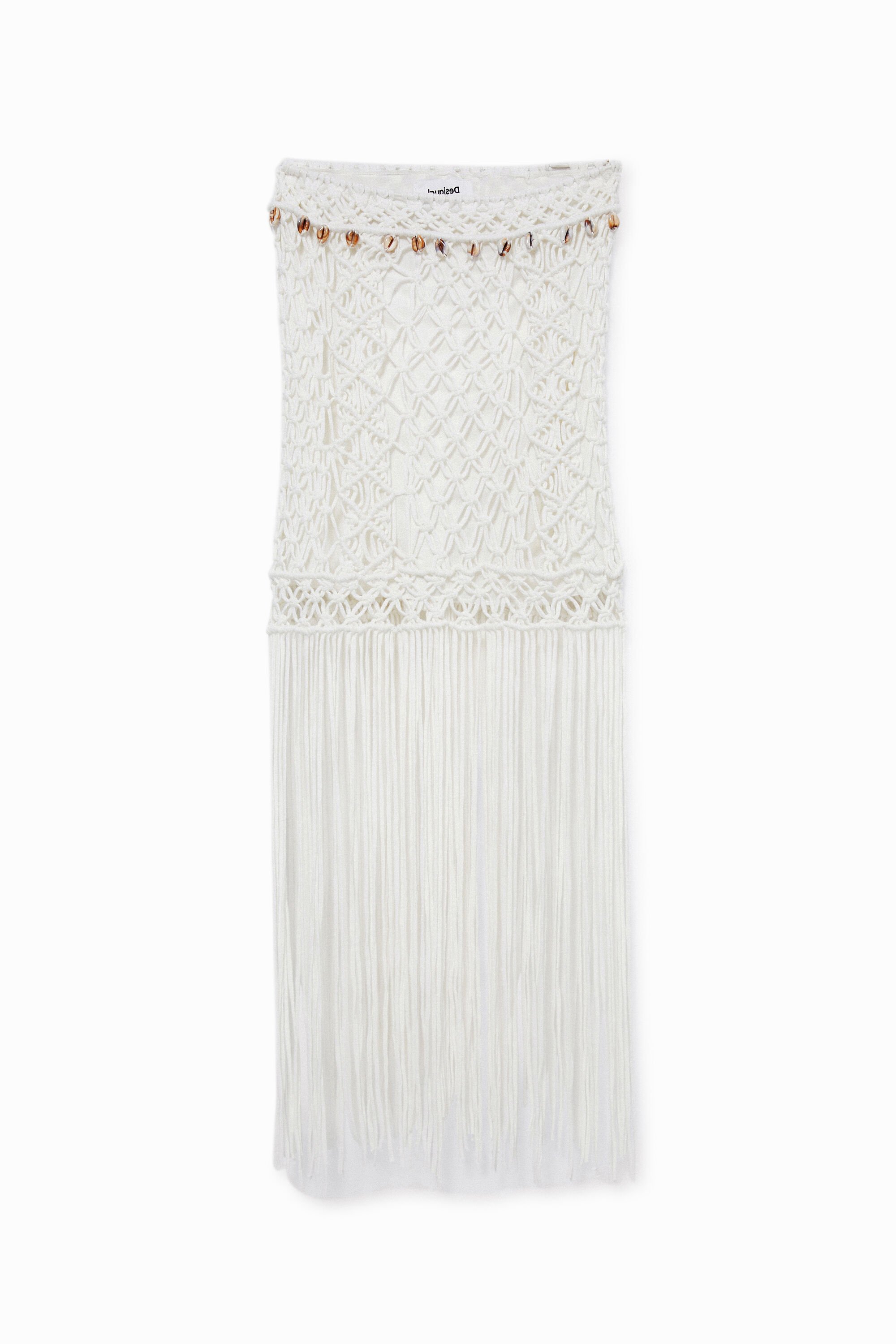 Fringed macramé miniskirt