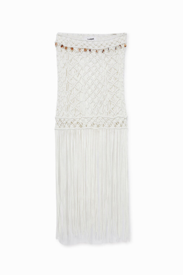 Minifalda de macramé con flecos | Desigual