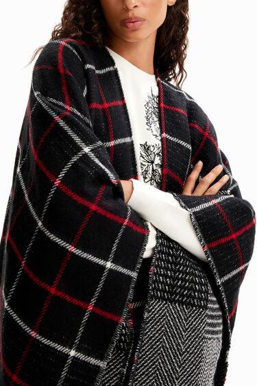 Reversible check poncho | Desigual