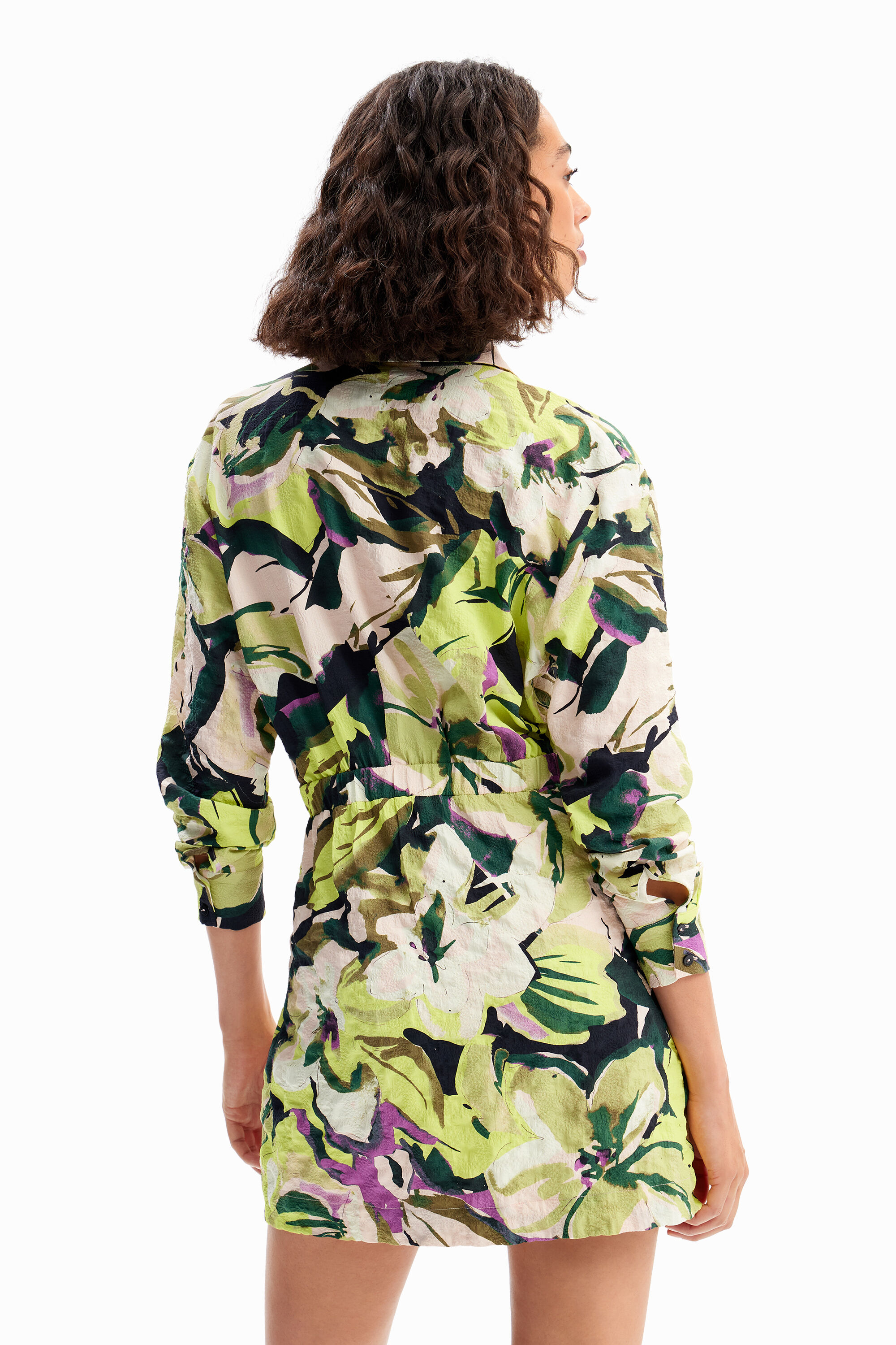 Short floral shirt dress