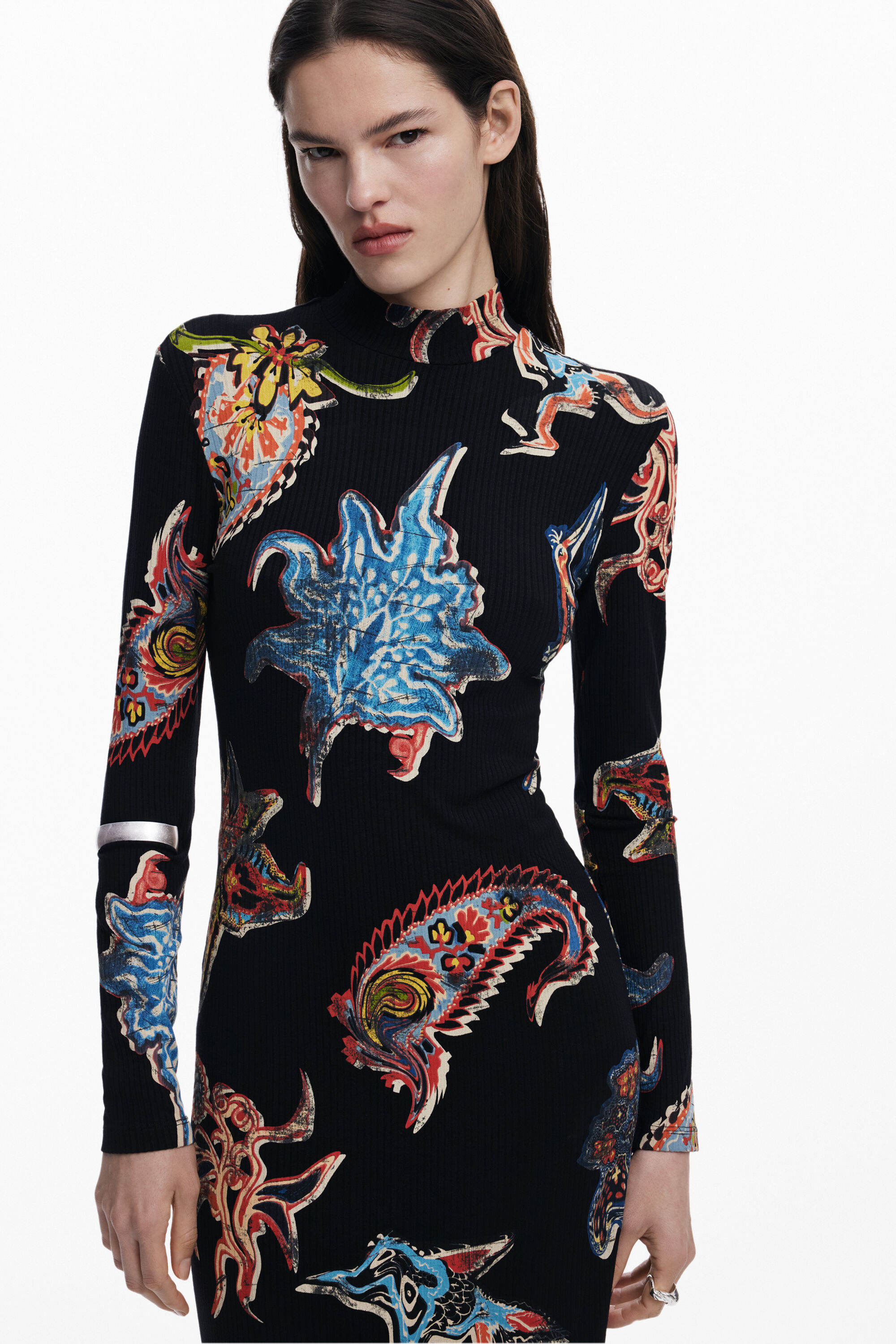 Desigual Fitted Paisley Dress M.c.lacroix In Black