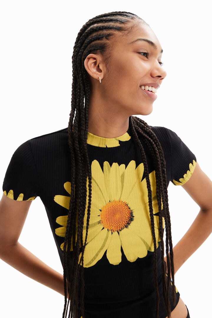 Ribbed daisy T-shirt | Desigual