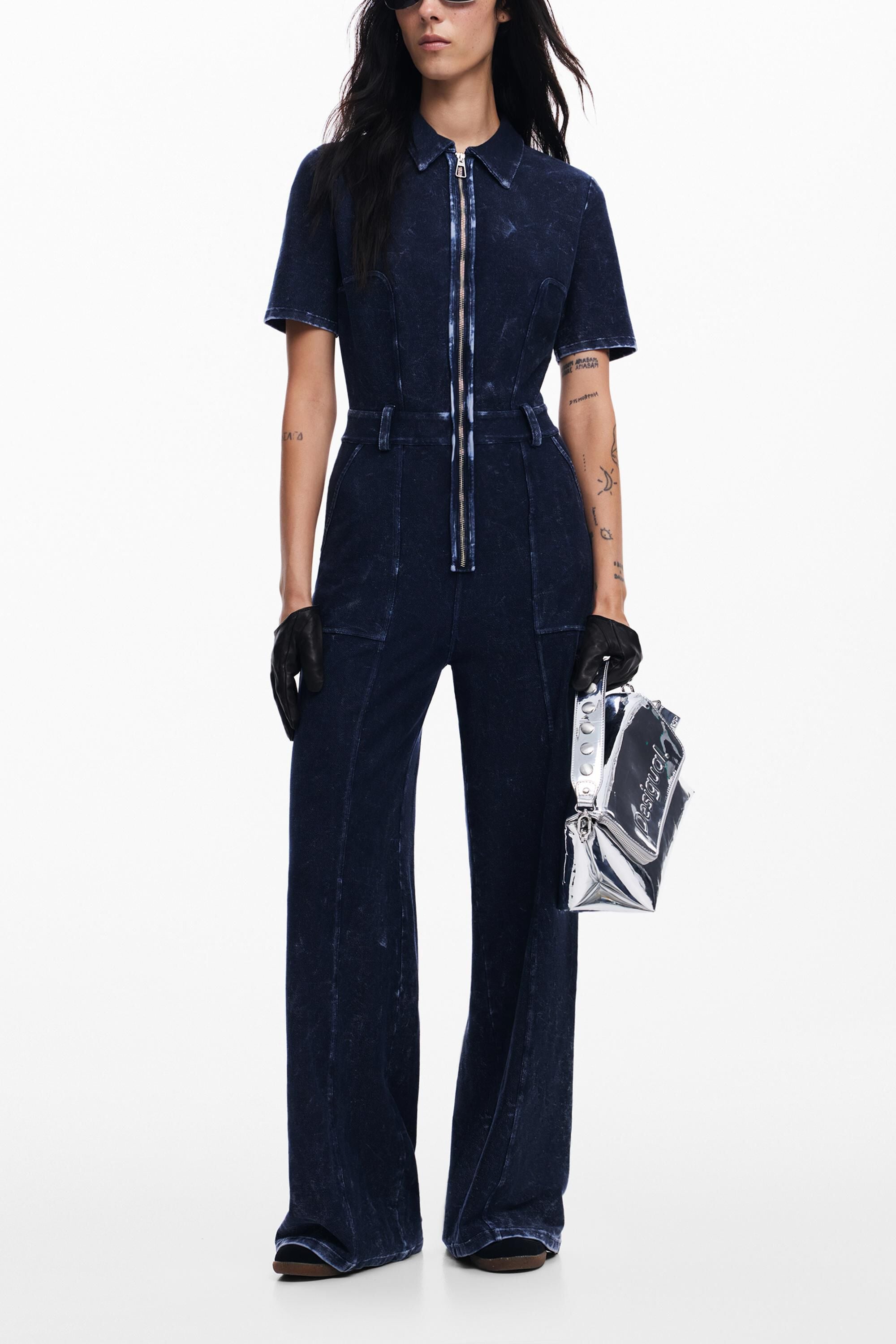 Desigual, Denim-Overall im Used-Look, Baumwolle, Blau, S