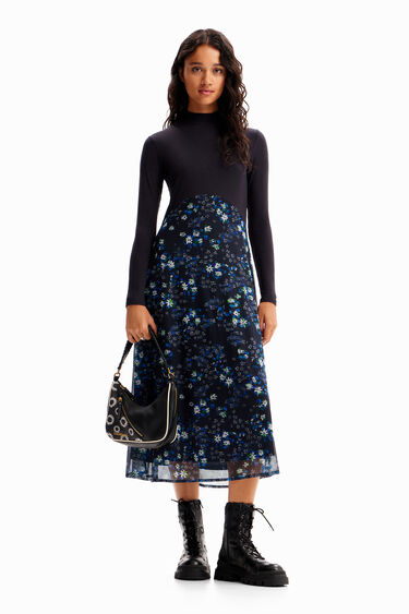 Combination floral midi dress | Desigual