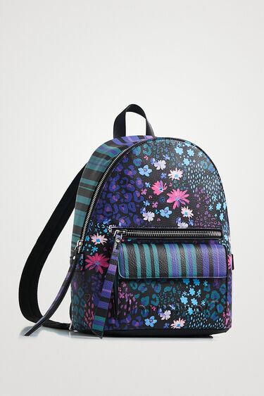 Mini-Rucksack mit Blumen und Streifen | Desigual