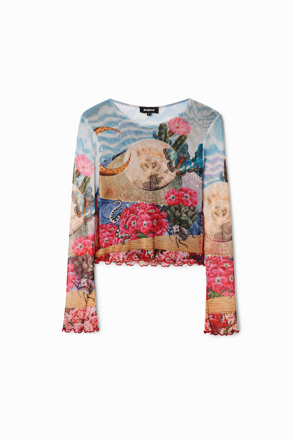 Camiseta slim corta fantasía
