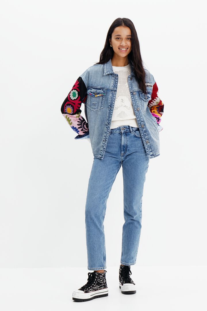 Embroidered denim trucker overshirt | Desigual