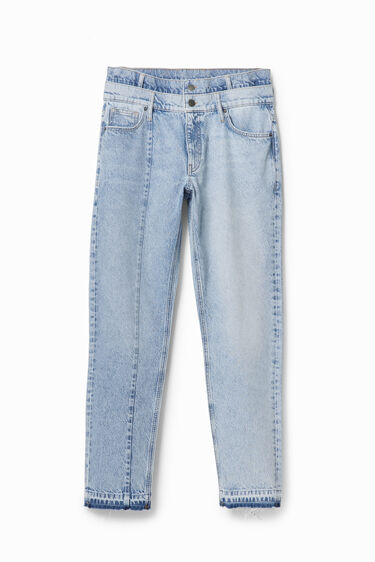 Jeans hlače na korenček z dvojnim pasom | Desigual