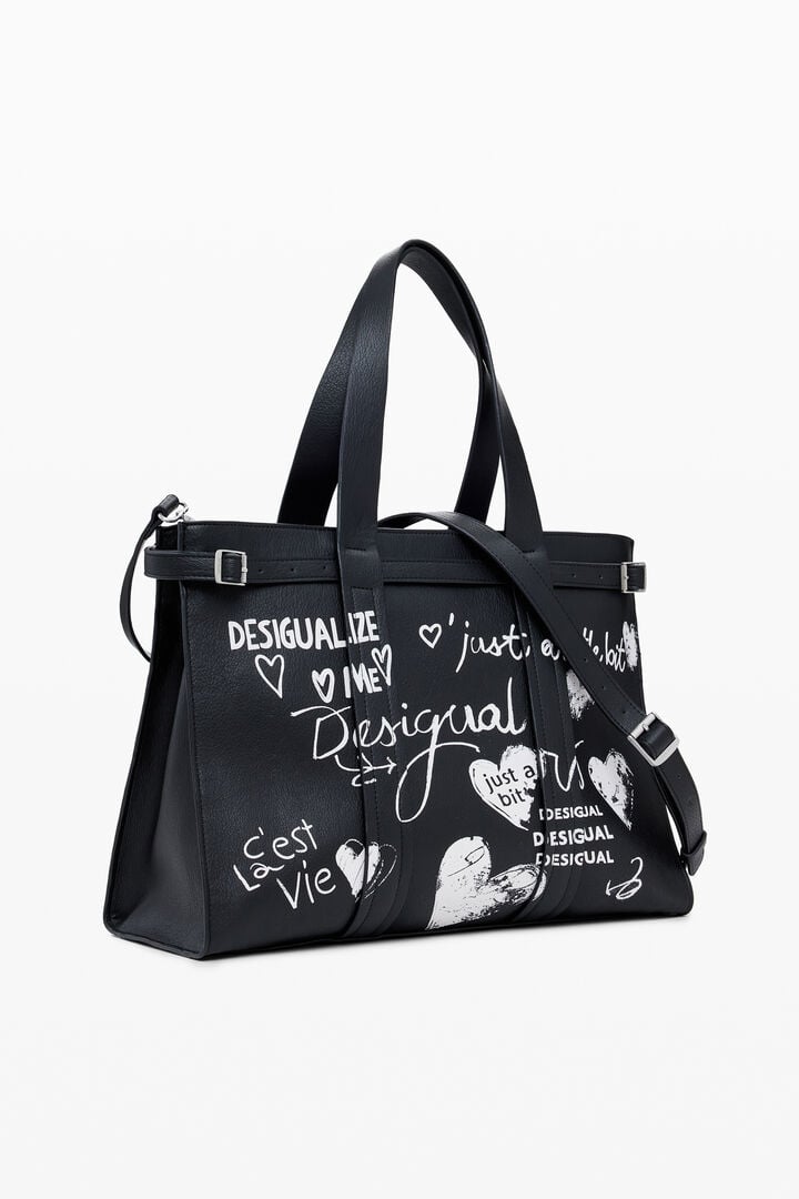 Bolsa shopper efeito couro letras grande | Desigual