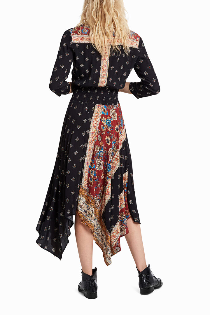 Long asymmetric patchwork dress | Desigual