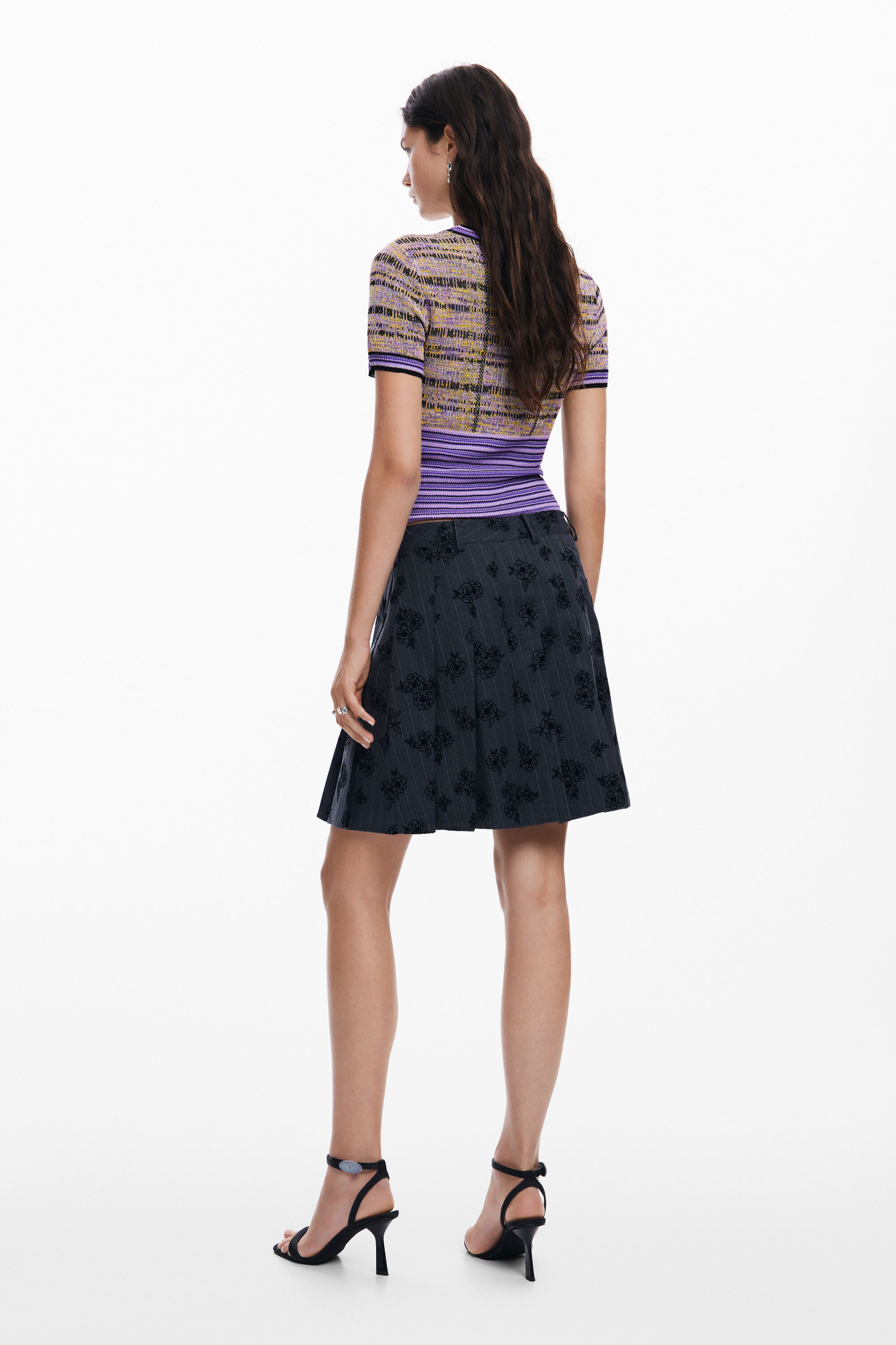 Jupe plissee avec broderies pour femme I Desigual