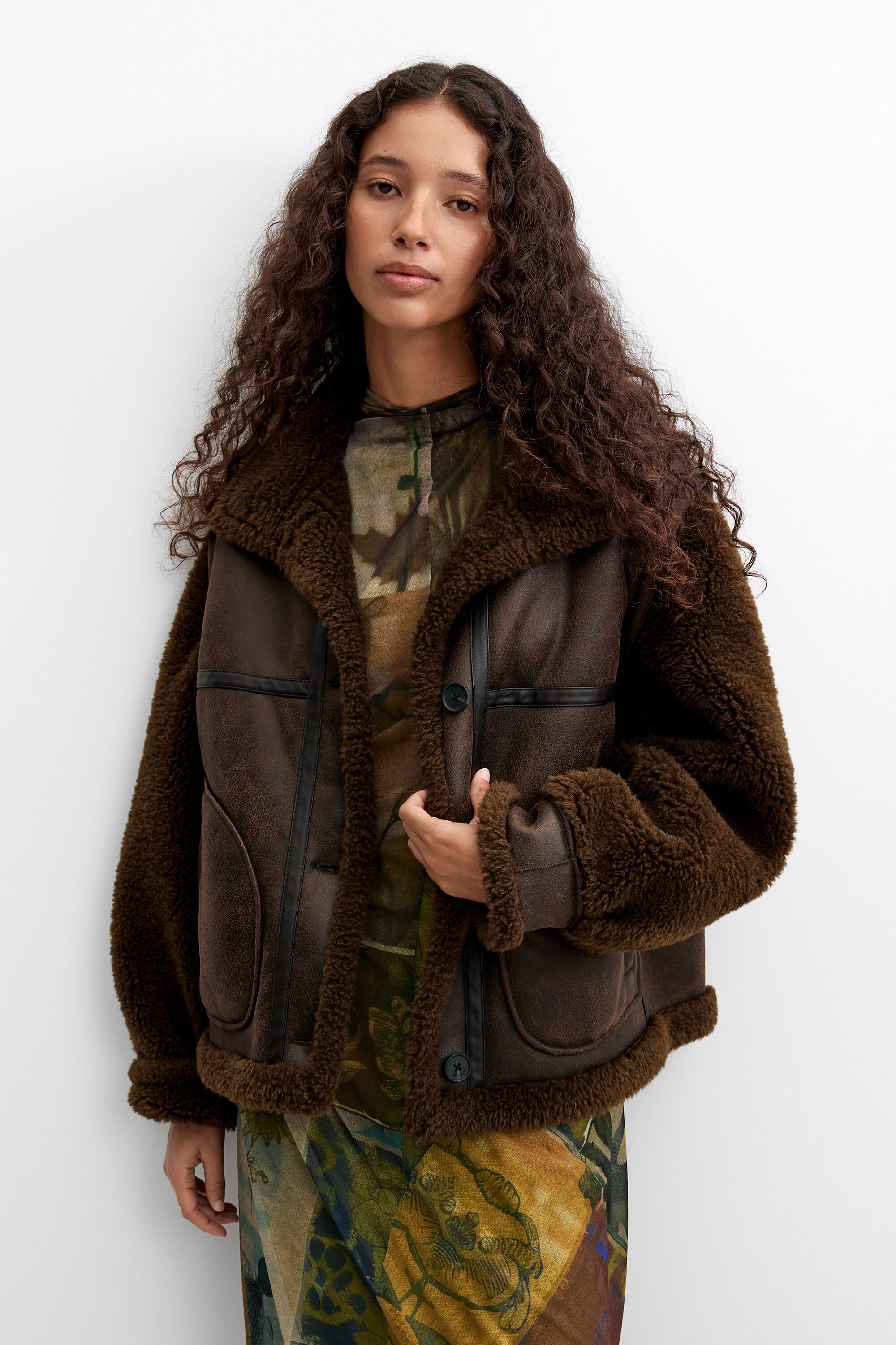 Jas met leerlook - BROWN - M