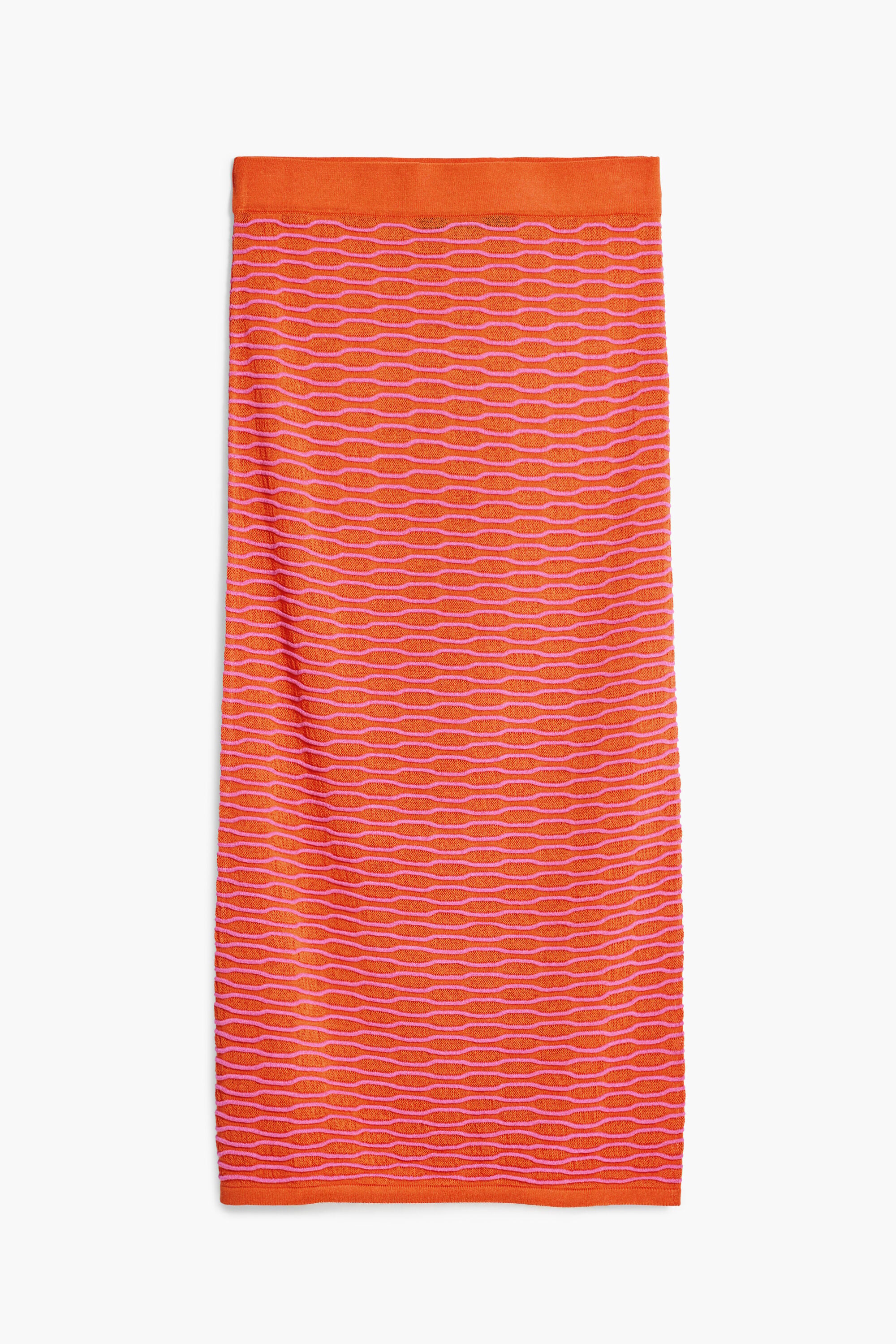 Falda midi textura ondas, Rojo,