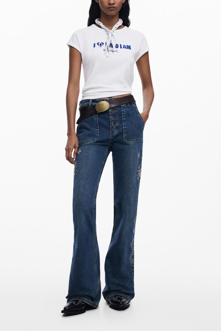 Embroidered flare jeans