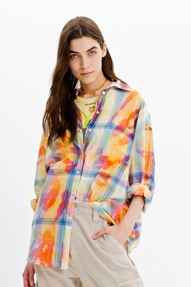 Camisa oversize cuadros tie-dye | Desigual