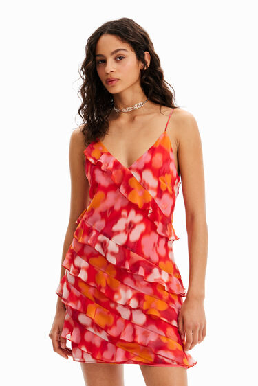 Vestit curt floral volants | Desigual