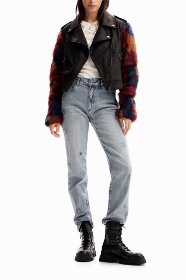 Caçadora biker efecte pèl | Desigual