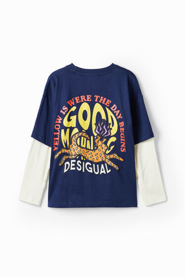 T-shirt manga dupla felino | Desigual