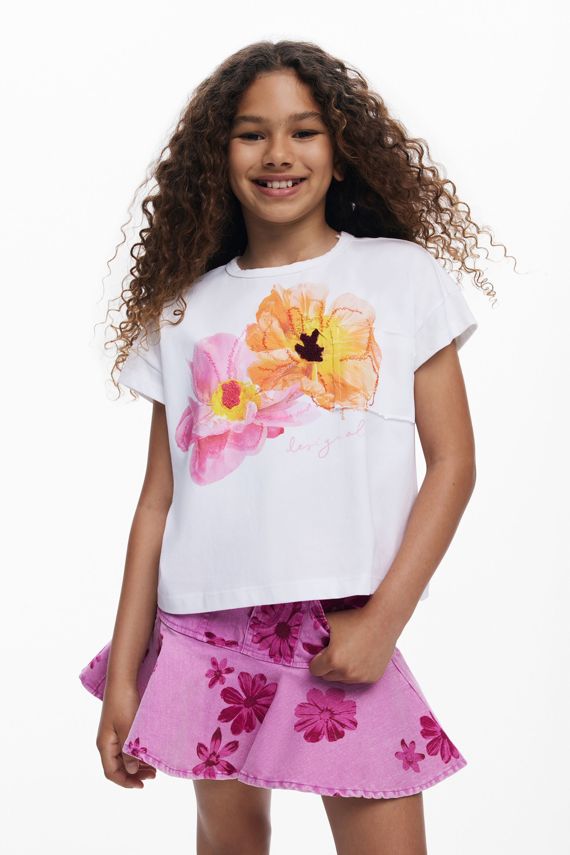 Desigual MEISJES BLOEM T-SHIRT - WHITE