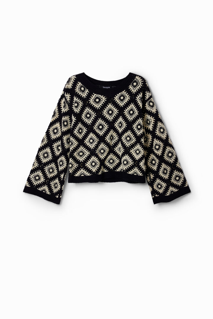 Crochet jumper with geometric patterns | Desigual