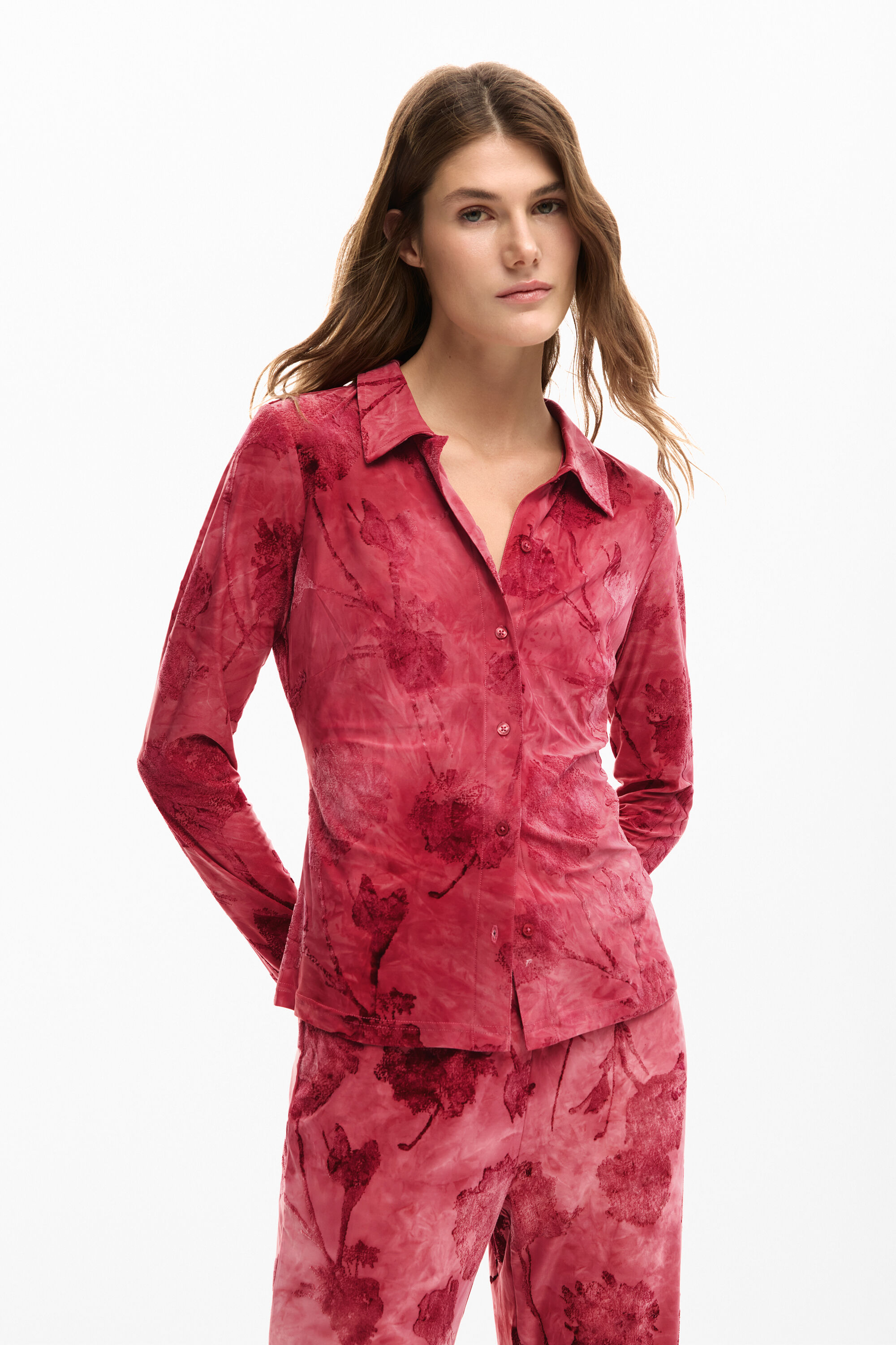 Desigual, Besticktes Blumen-T-Shirt, Damen, Polyester, Rot, L