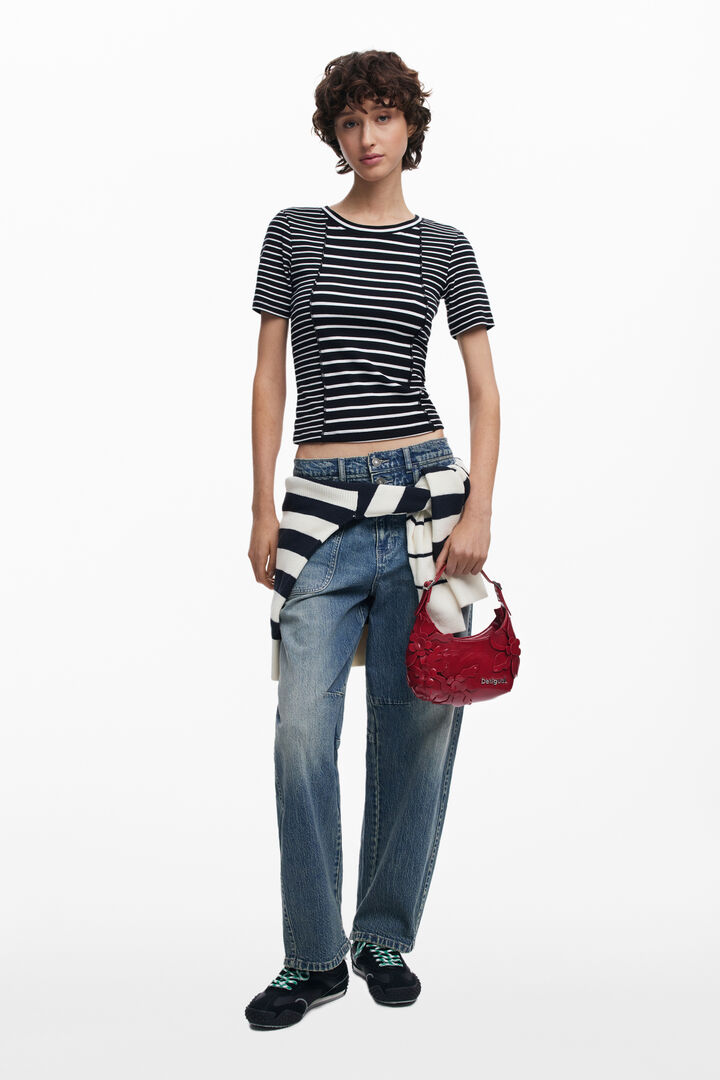 Small shiny floral appliqué bag | Desigual