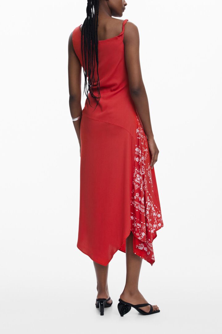 Asymmetric bandana floral dress