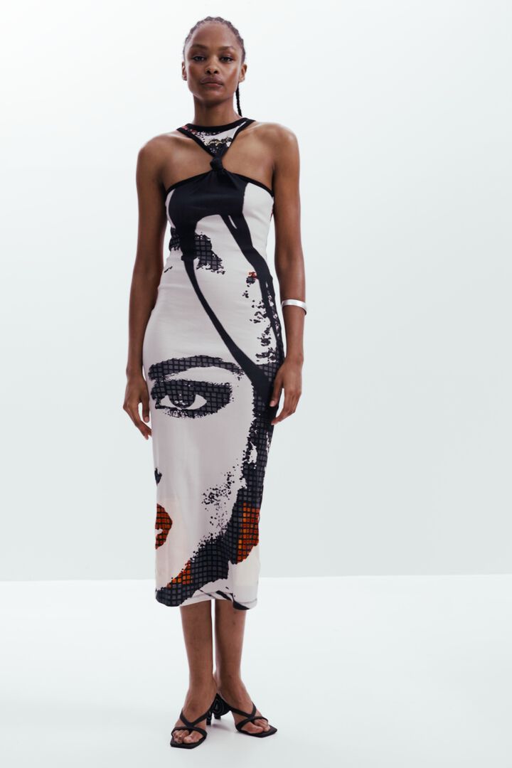 Fitted midi dress face | Desigual