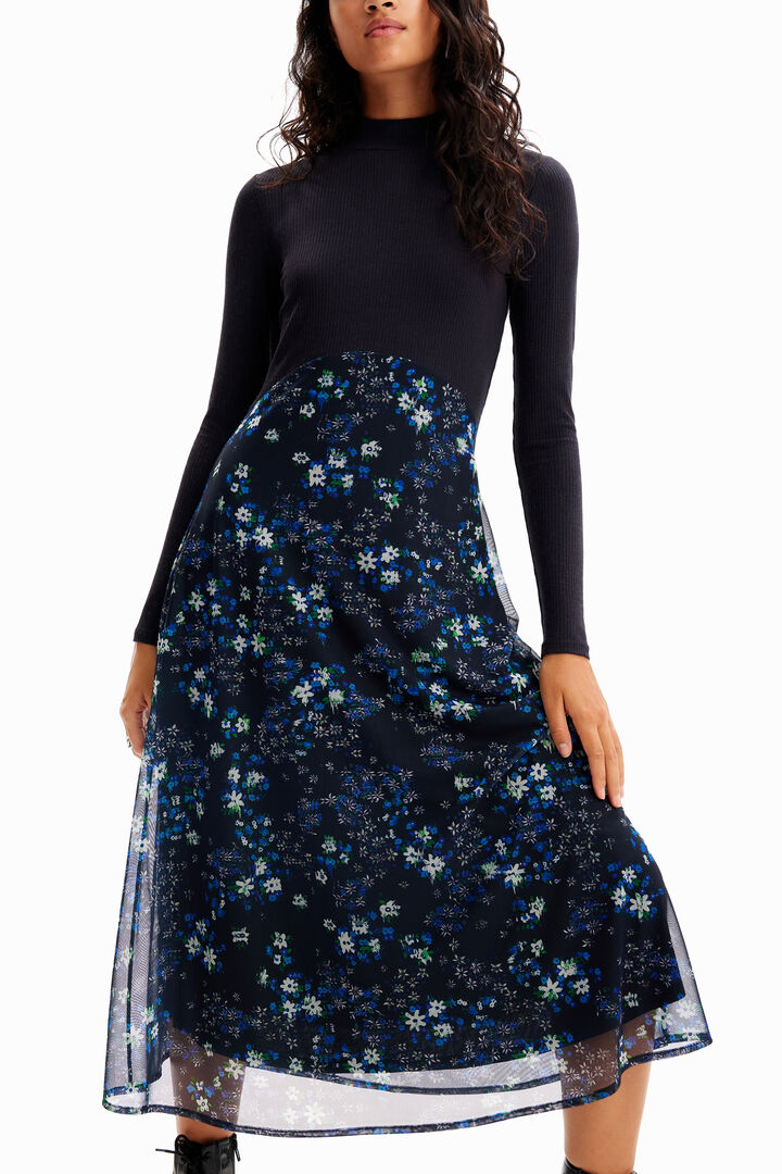 Combination floral midi dress | Desigual