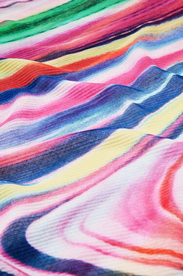 Multicolour pleated rectangular foulard | Desigual