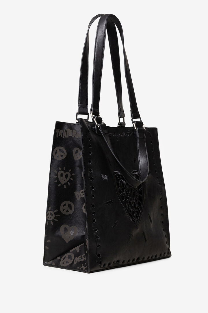 PU leather short handle shopping bag | Desigual