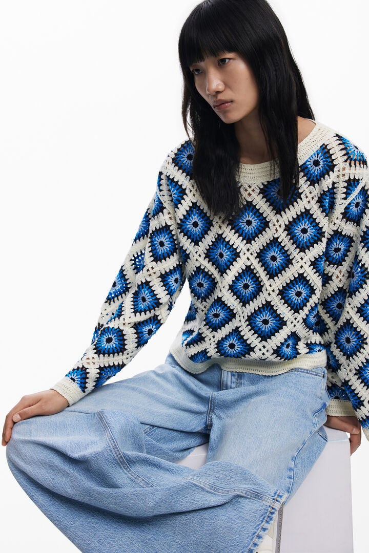 Multicolor crochet sweater | Desigual